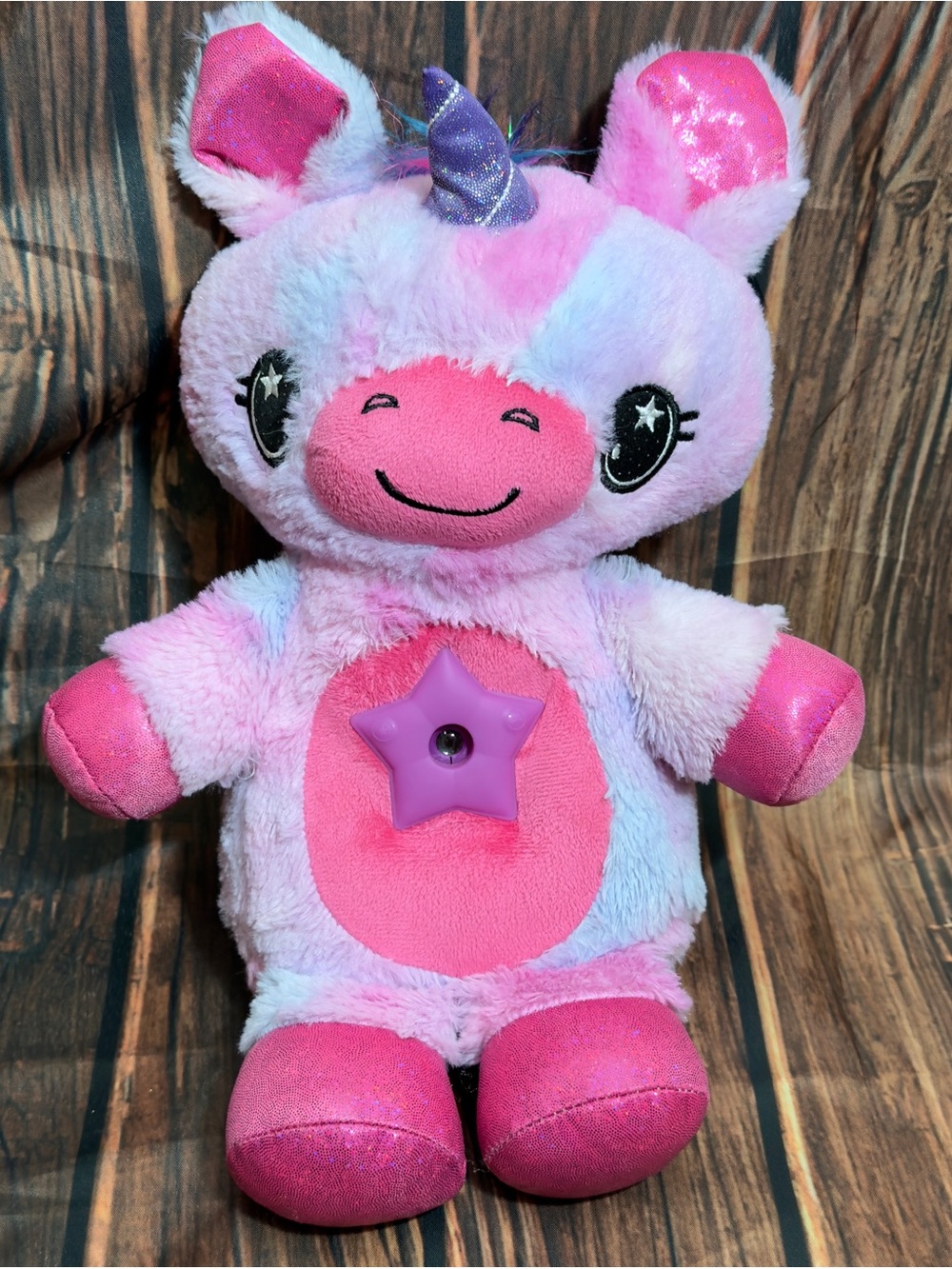 Star Belly Dream Lites Unicorn Plush Pink Stuffed Animal Night Light Tested Work